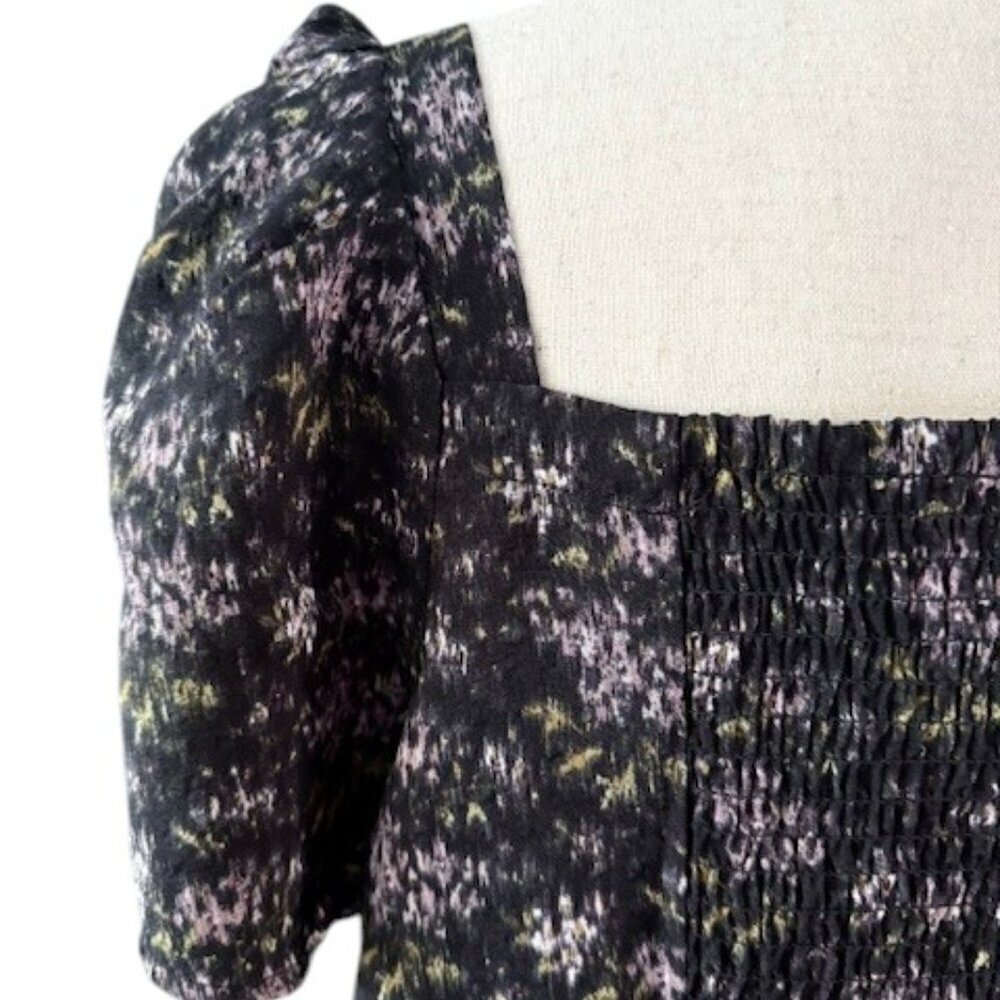 Madewell Hopewell Puff-Sleeve Crop Top in Blurred Ikat Smocked Back Size XXL nWT - Picture 9 of 13